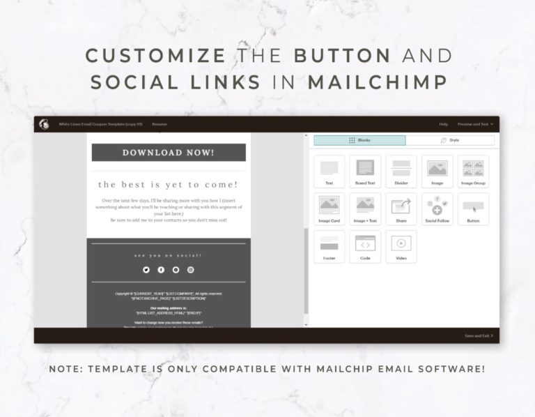 Email Template for Canva Mailchimp Freebie White Linen