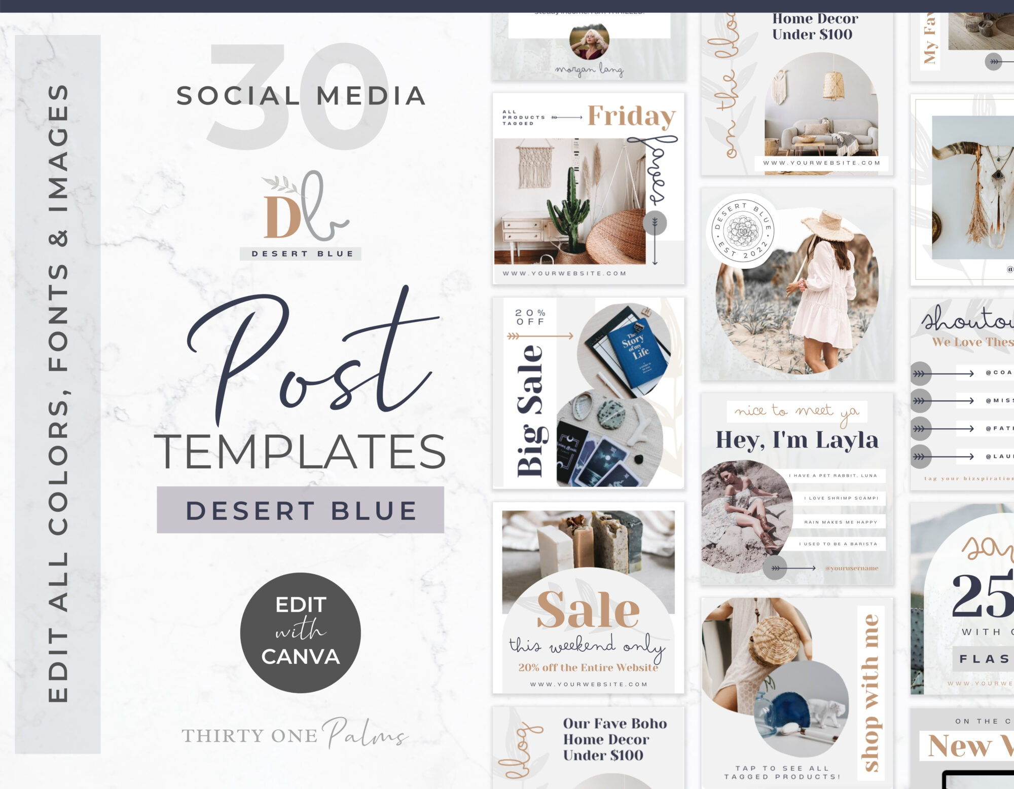 Instagram Post Templates desert blue