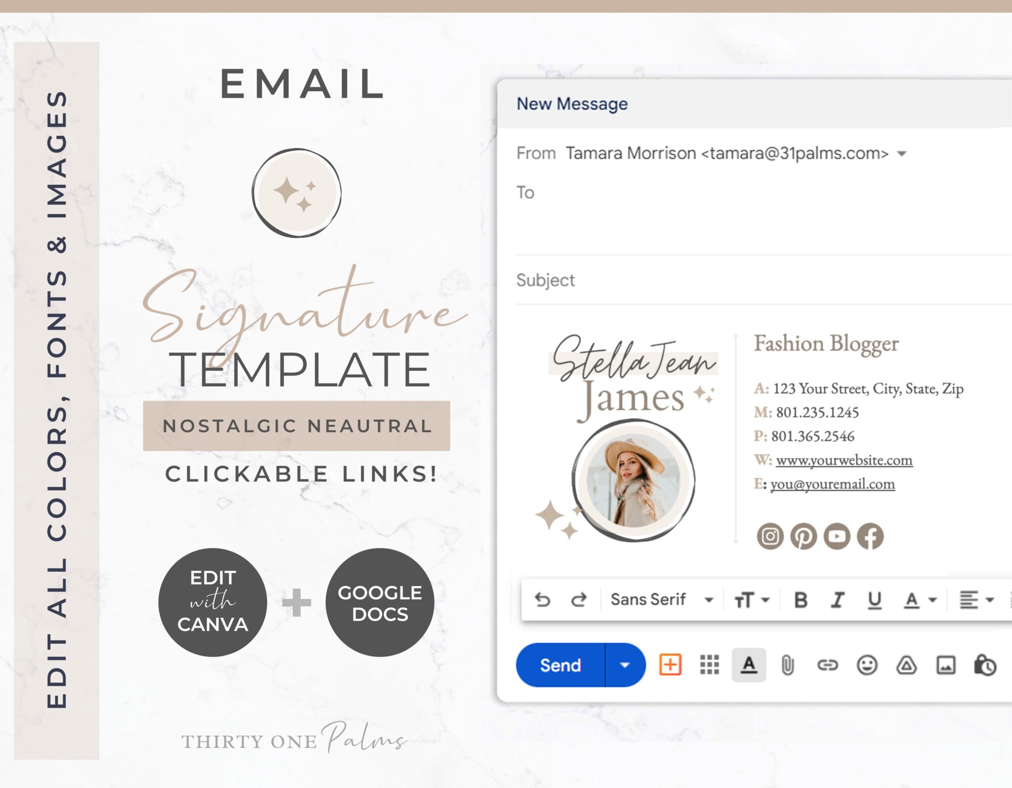 Gmail Email Signature Template for Canva – Nostalgic Neutral